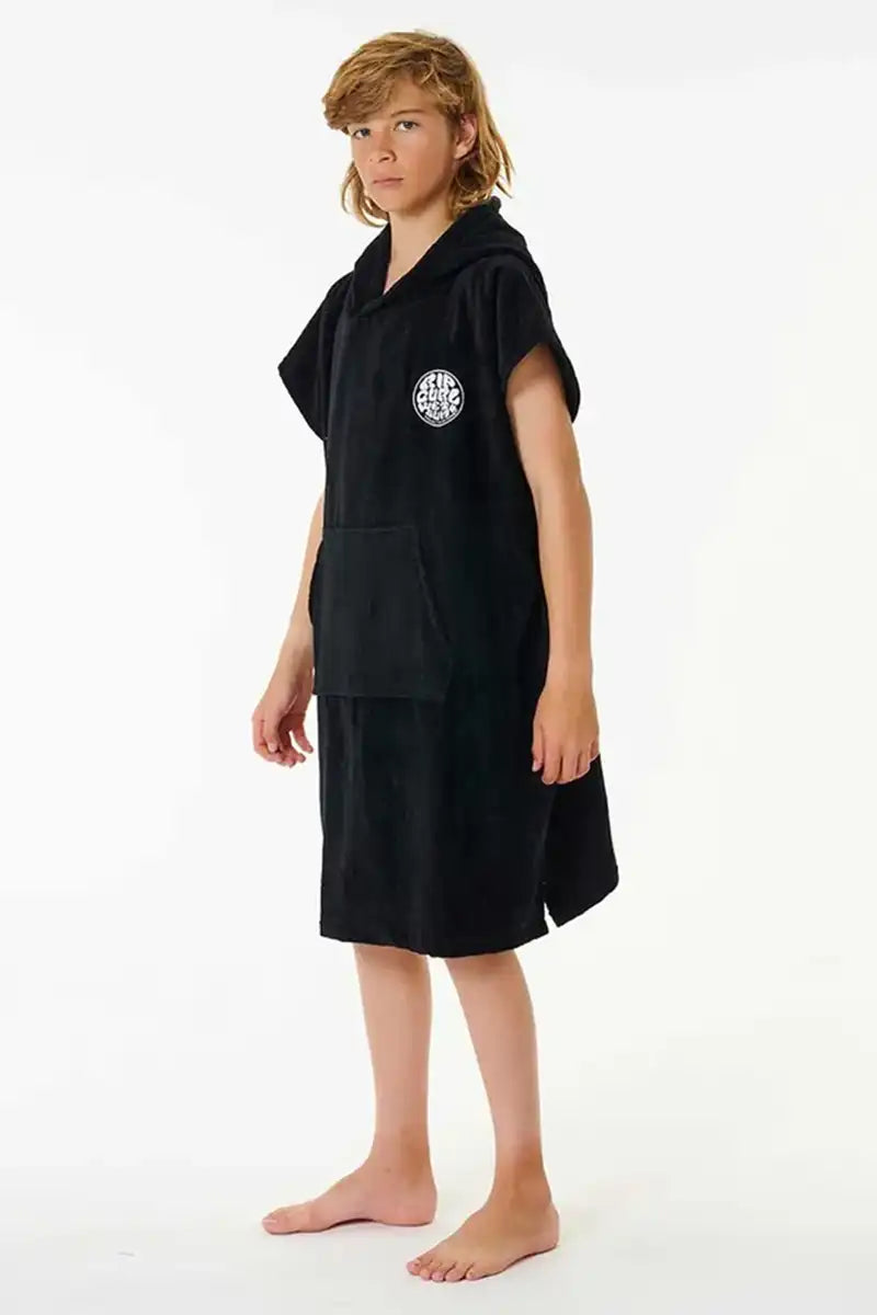Rip Curl Kids Logo Hooded Towel in Black side view