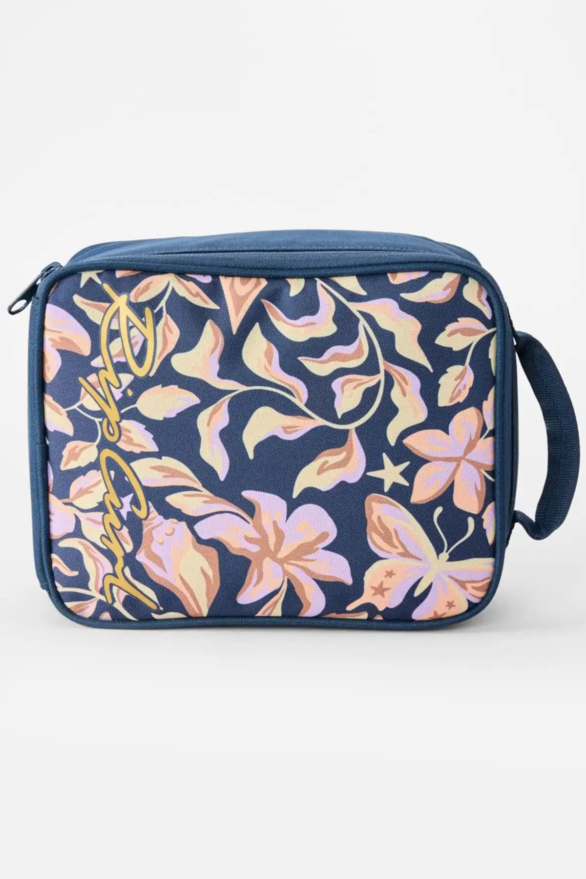 Floral-patterned Lunch Box with a blue background and Rip Curl Logo