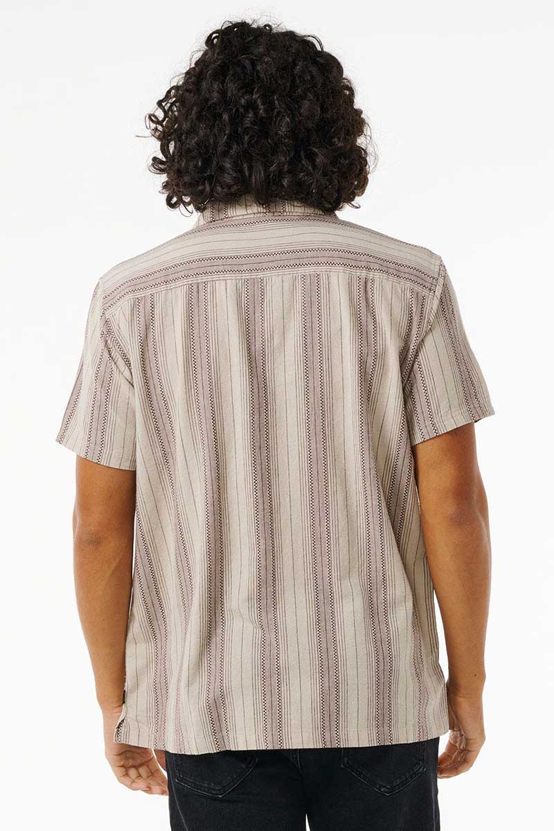 Rip Curl Men's Check Mate Shirt Short Sleeve in Bone back view