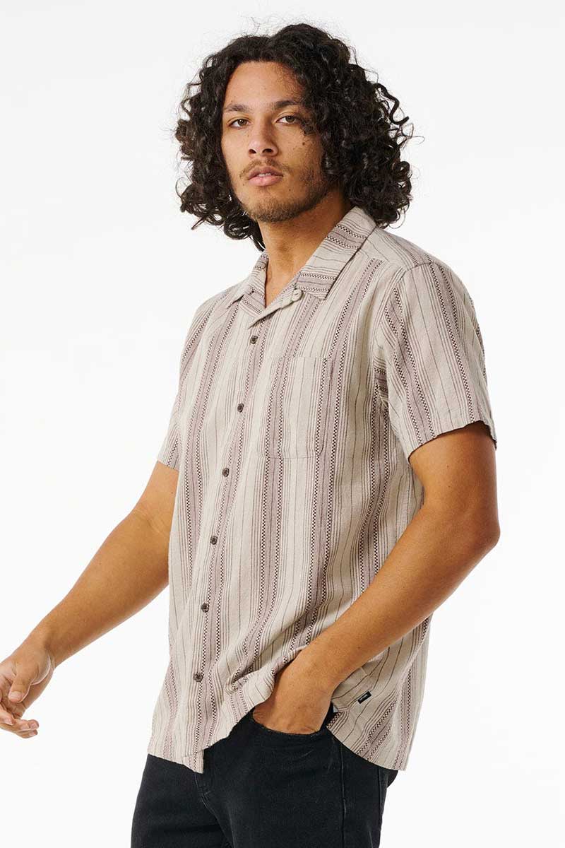 Rip Curl Men's Check Mate Shirt Short Sleeve in Bone side view