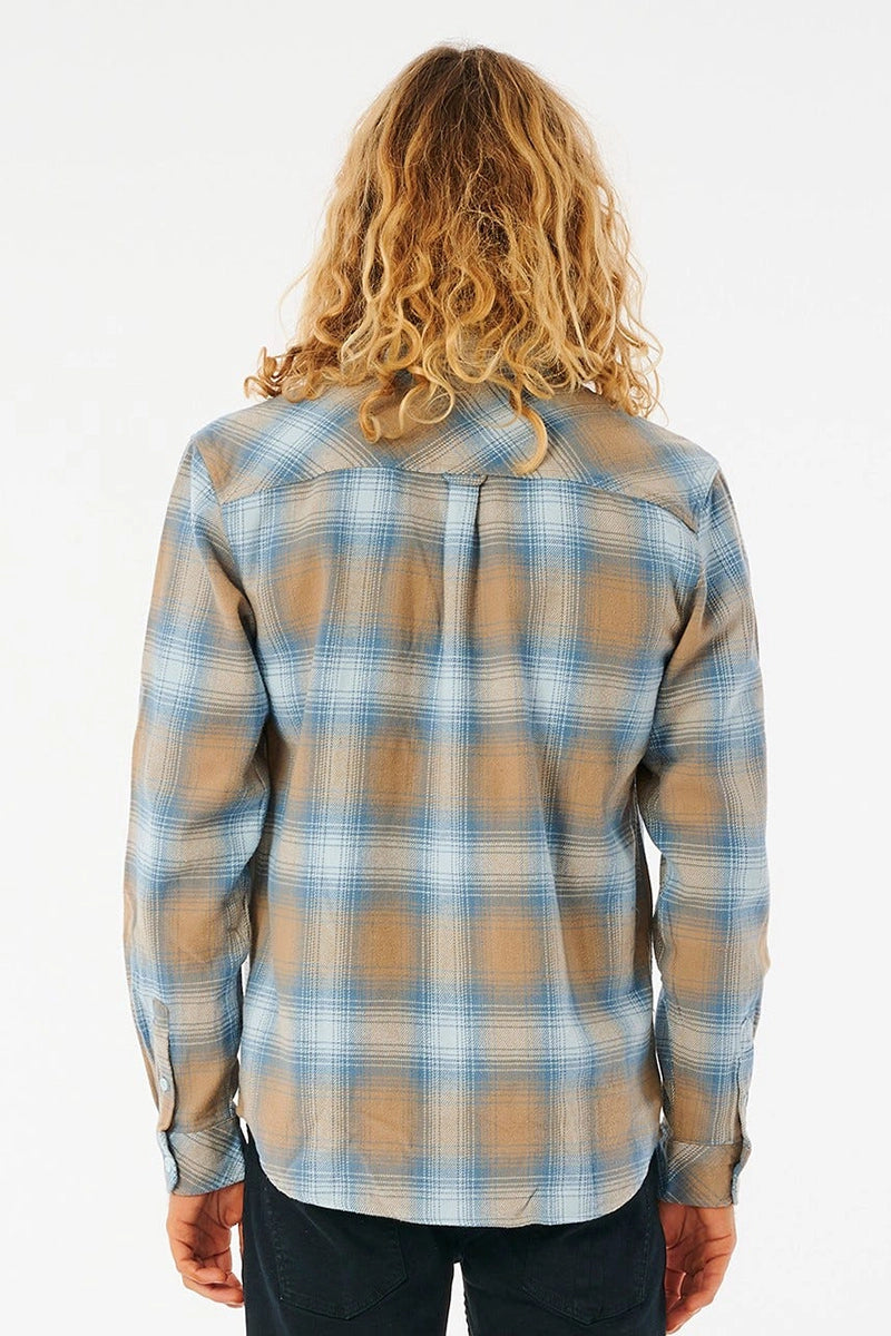 Rip Curl Mens Count Flannel Shirt in Yucca back view