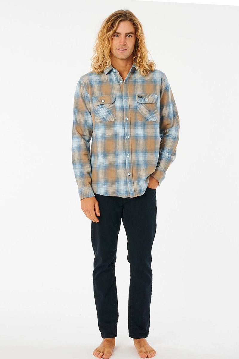 Rip Curl Mens Count Flannel Shirt in Yucca full model front view