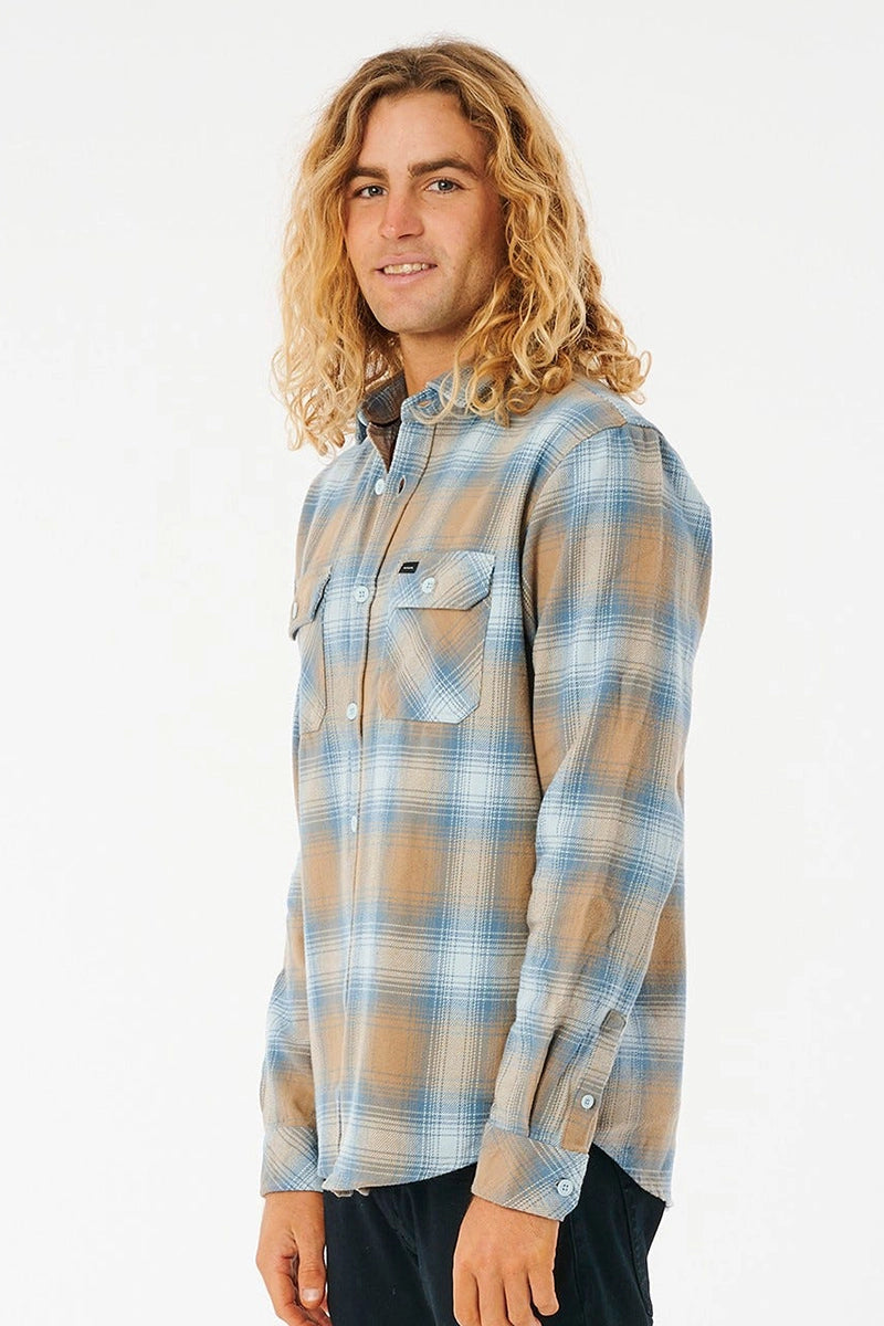 Rip Curl Mens Count Flannel Shirt in Yucca side view
