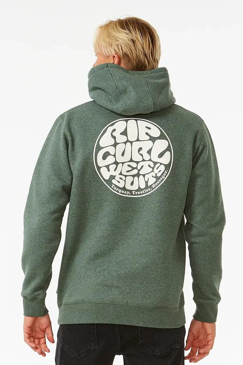 back view of the Rip Curl Mens Hoodie Wetsuit Icon in Olive Marle