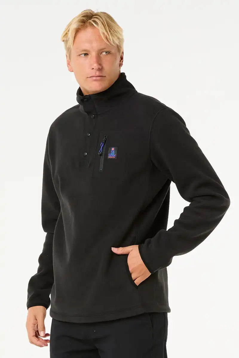 Rip Curl Mens Search Polar Fleece Crew in Black side view