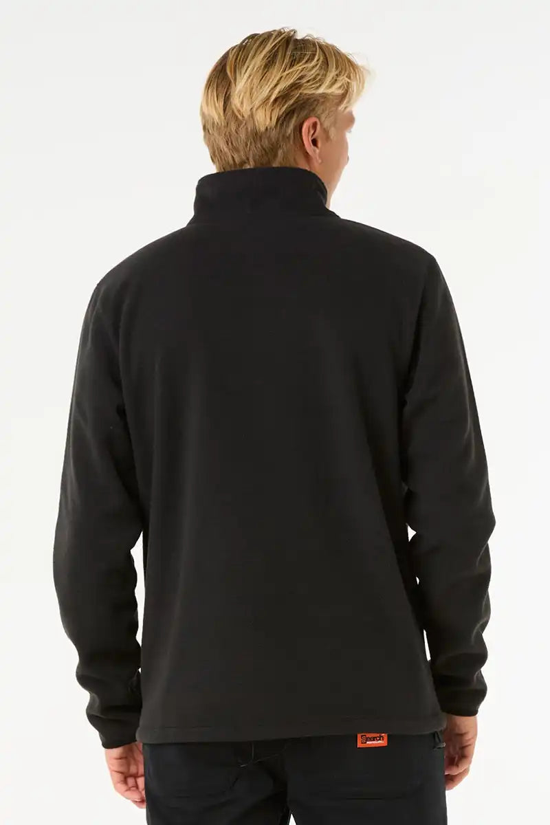 Rip Curl Mens Search Polar Fleece Crew in Black back view