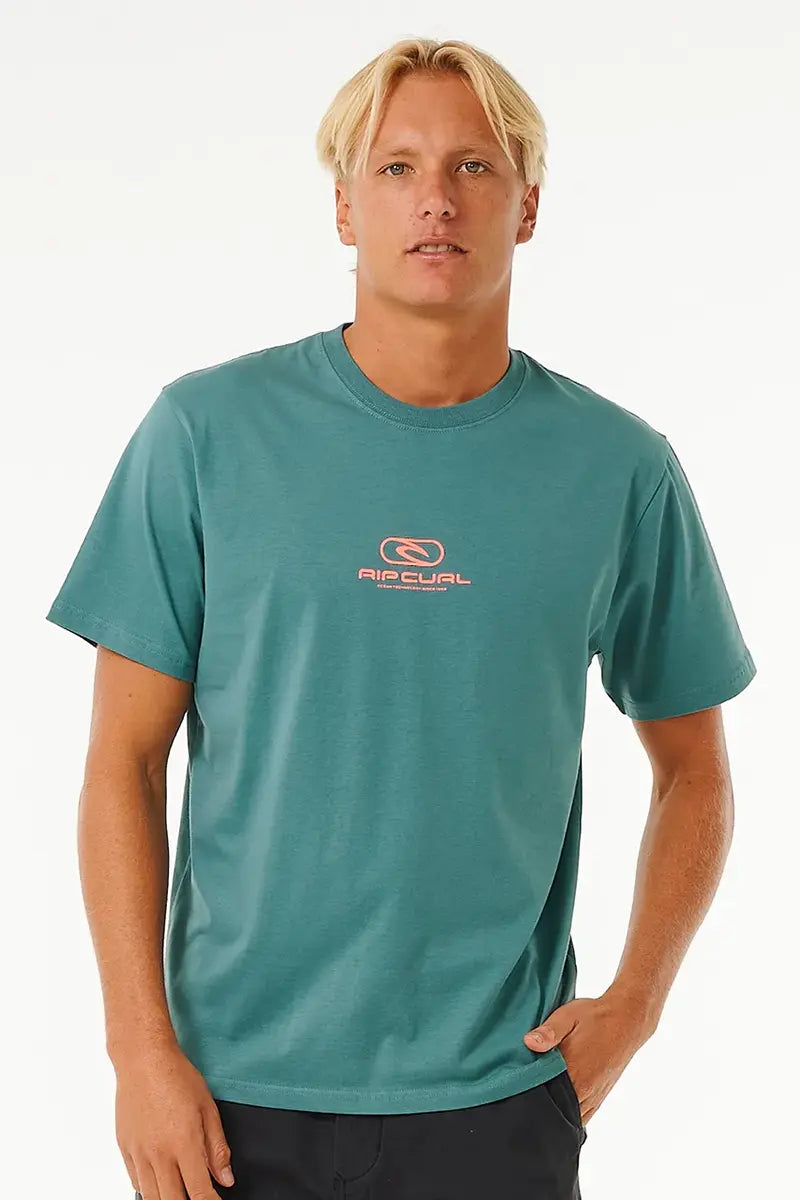 front view of the Rip Curl Mens Tee Pill Icon in Bluestone