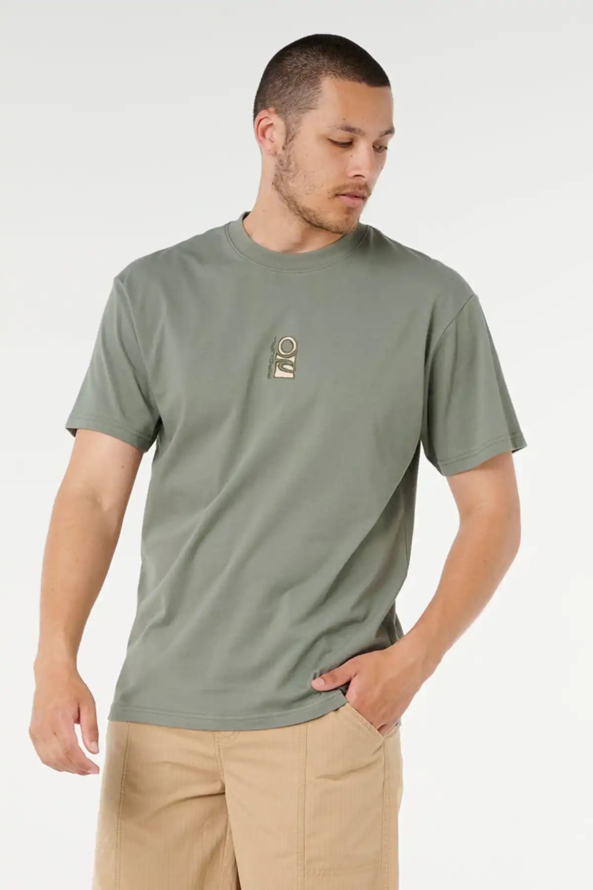 Rip Curl Mens Tee Search Stack Embroided — Cactus Green