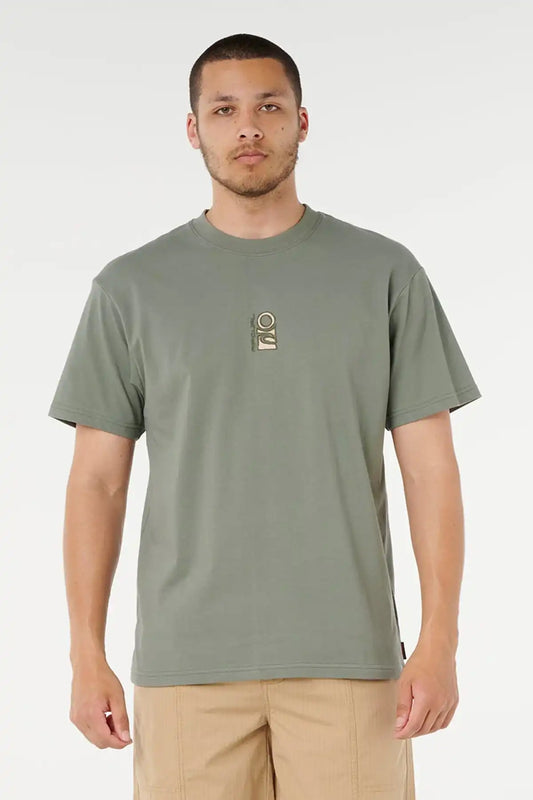 Rip Curl Mens Tee Search Stack Embroided — Cactus Green