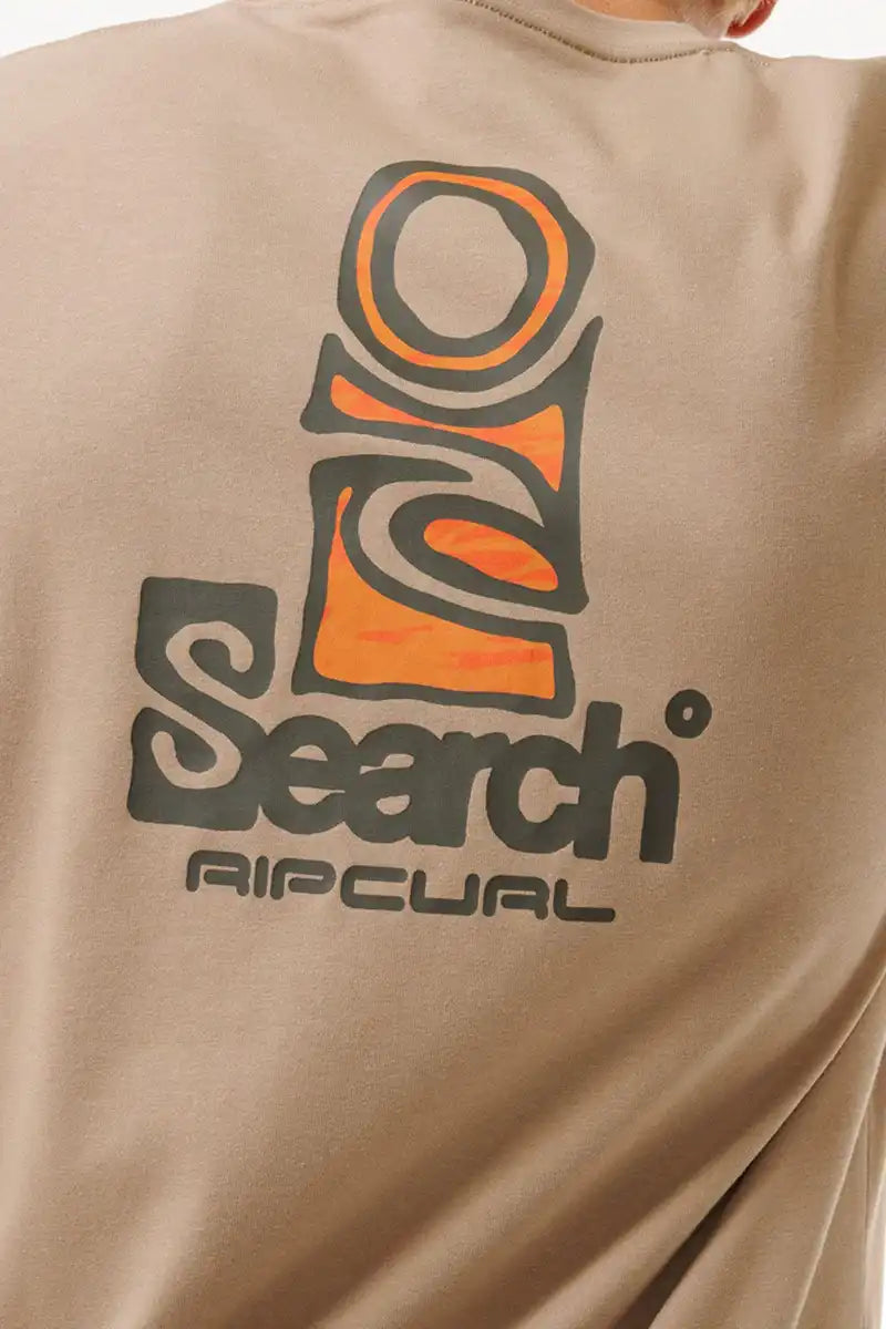 Rip Curl Men's Tee VaporCool Search Stack in Sand Dune back logo detail