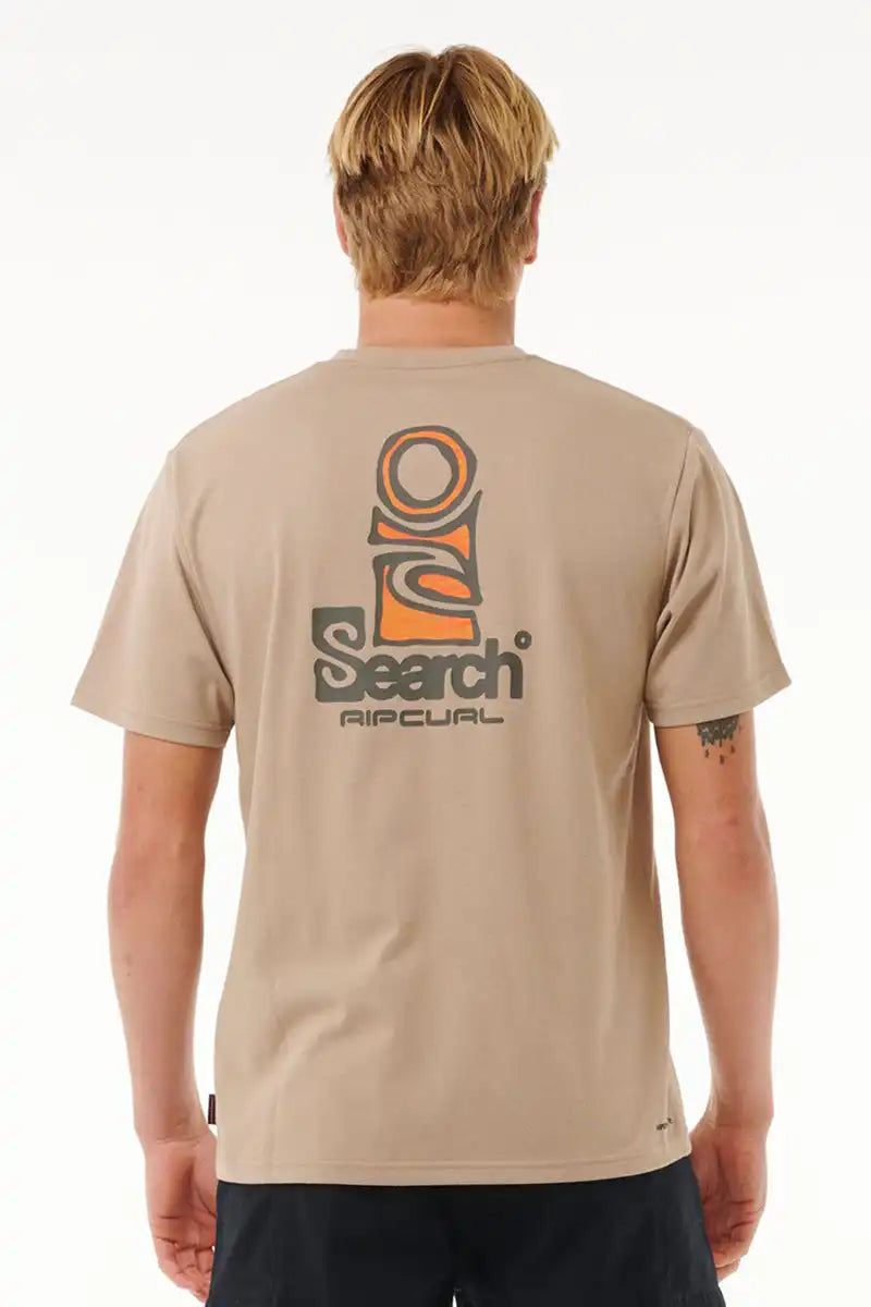 Rip Curl Men's Tee VaporCool Search Stack in Sand Dune back view