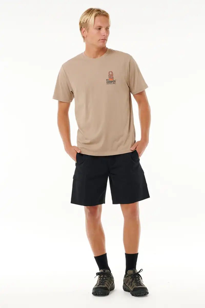 Rip Curl Men's Tee VaporCool Search Stack in Sand Dune front view