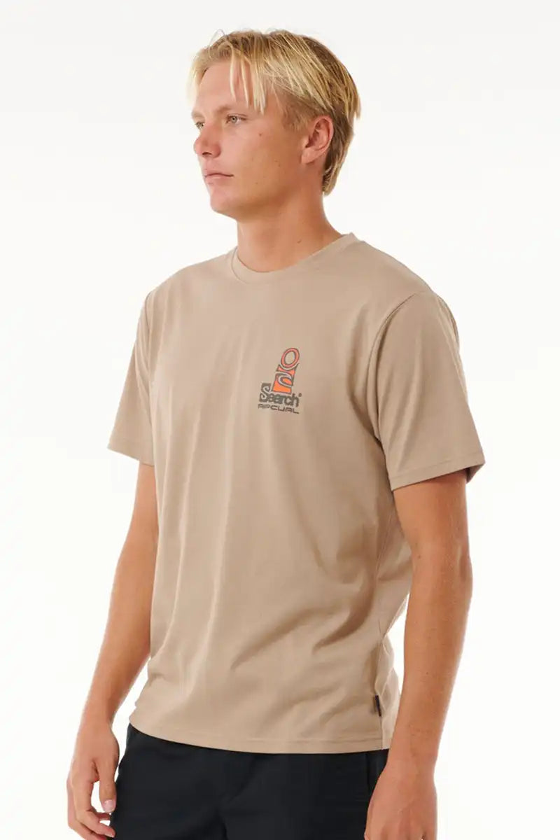 Rip Curl Men's Tee VaporCool Search Stack in Sand Dune side view