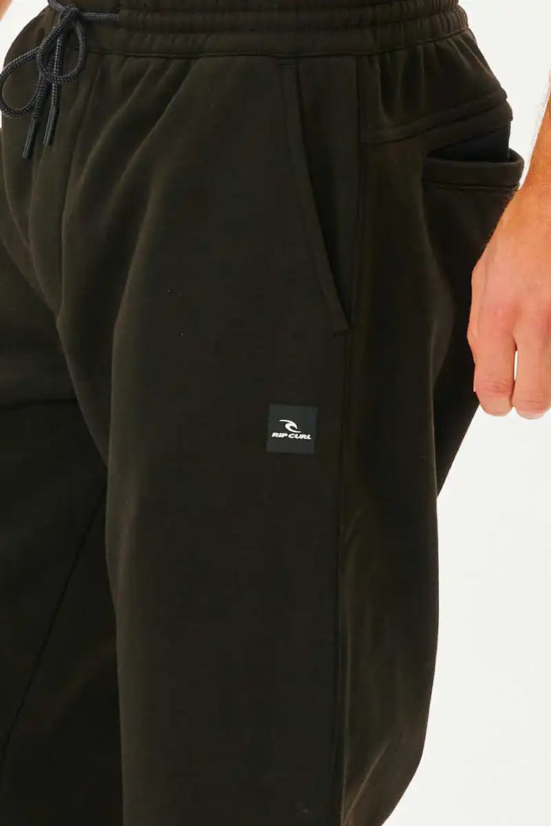 Rip Curl Mens Trackpant Anti Series Departed in Black front and back pocket detail view