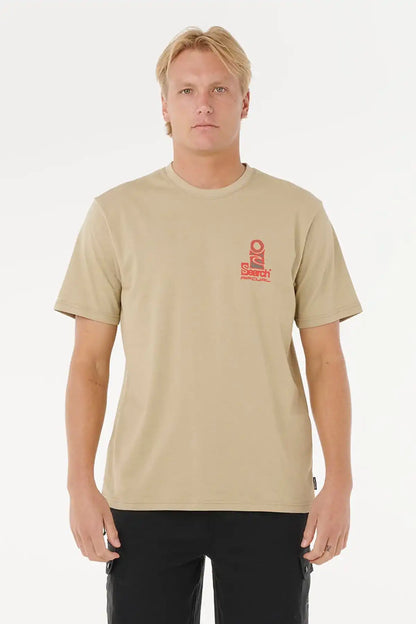 Rip Curl Mens Vaporcool Search Stack Tee — Khaki Rock front
