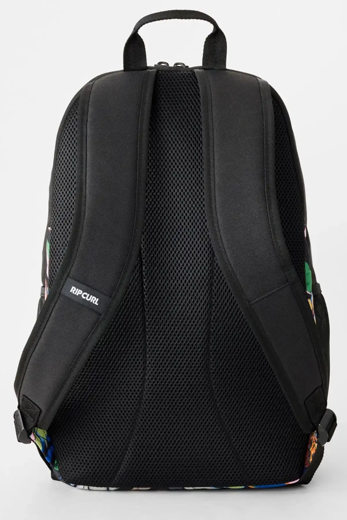 Black backpack with Rip Curl logo on a white background