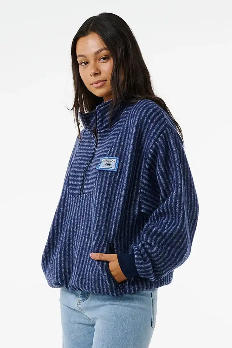 Rip Curl Re-Issue Locals Polar Fleece in Blue hands in packets