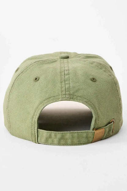 Rip Curl Cactus Green cap with a brown patch on a white background