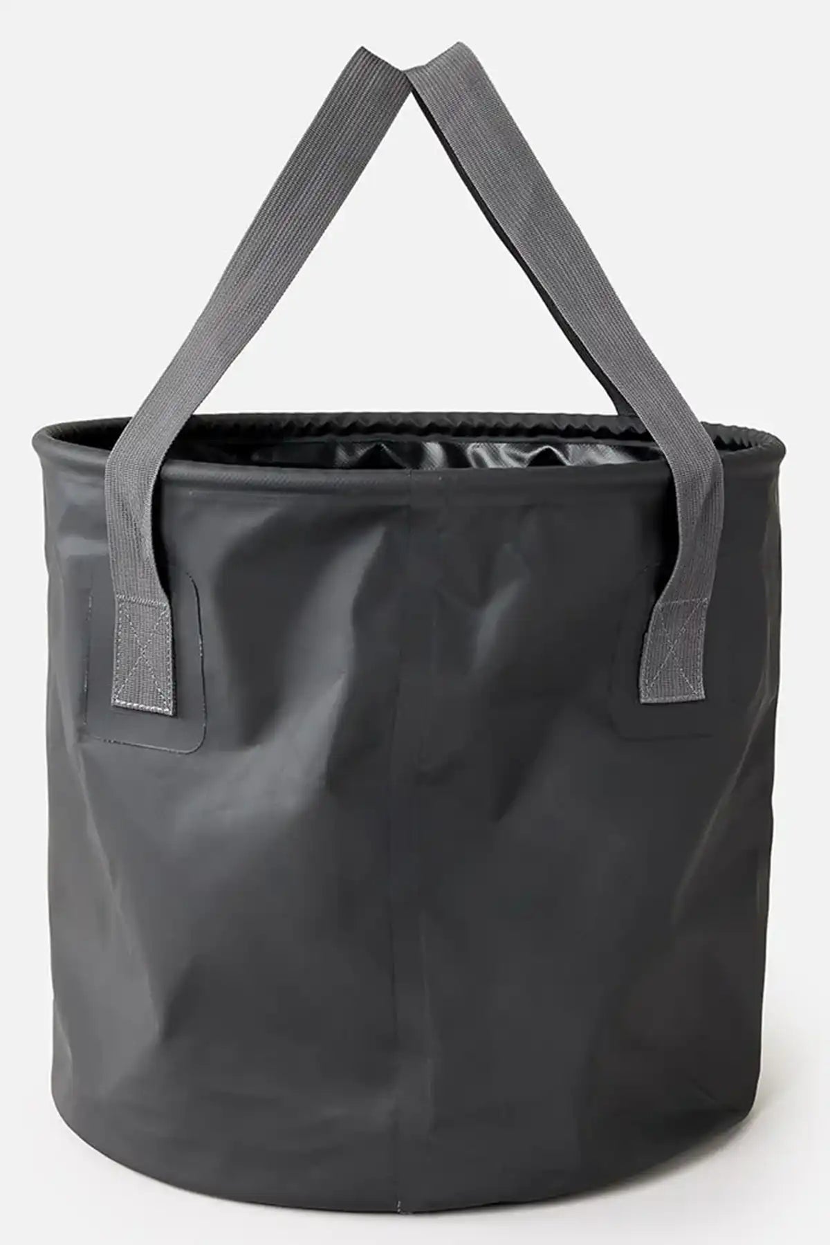 Black colapsible 50L Bucket with gray handles on a white background
