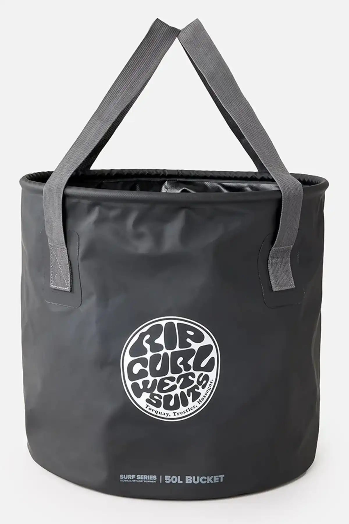 Black bucket bag with Rip Curl logo on a white background