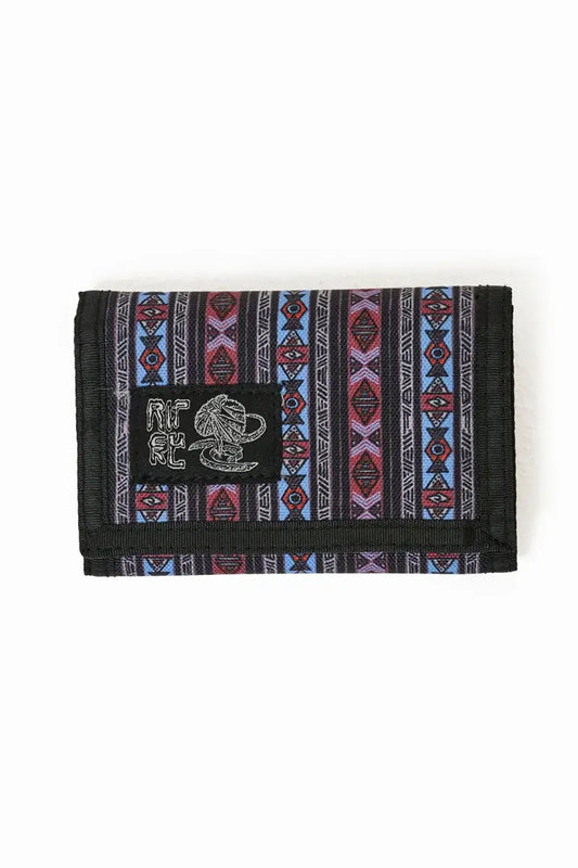 front with woven logo patch on the Rip Curl Surf Wallet Solid Rock in Black