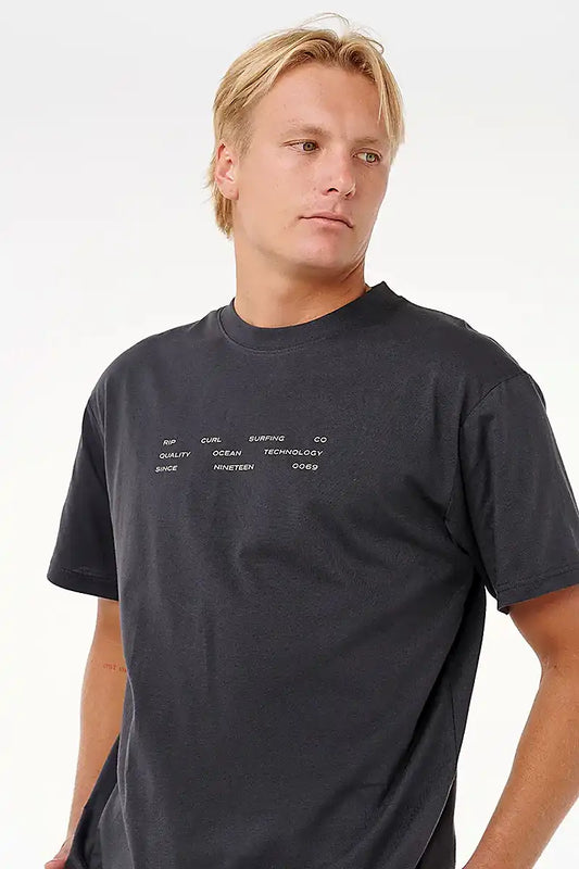 Rip Curl Vaporcool 3 Stacks Tee in washed black
