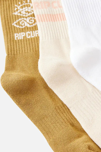 heal detail on the Rip Curl Women's Icons Of Surf 3-Pack Socks in Bronzed