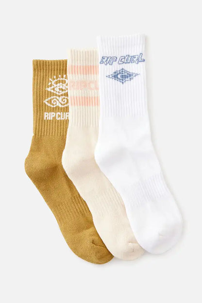 Rip Curl Women's Icons Of Surf 3-Pack Socks in Bronzed side view