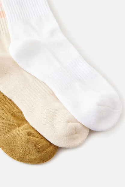 Rip Curl Women's Icons Of Surf 3-Pack Socks in Bronzed toe detail view