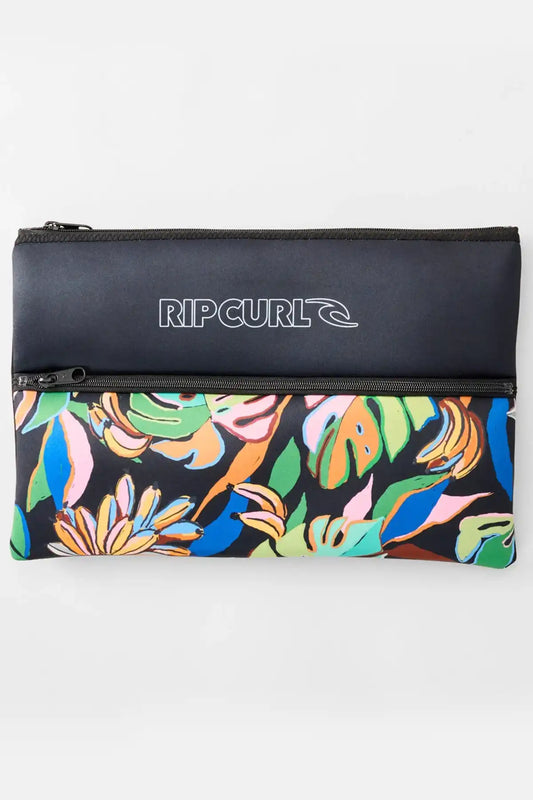 rip Curl Pencil Case with a colourful leaf pattern