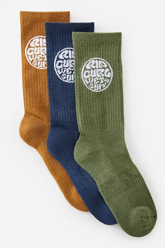 Rip Curl Crew Socks 3 Pack Wetty Mixed full sock