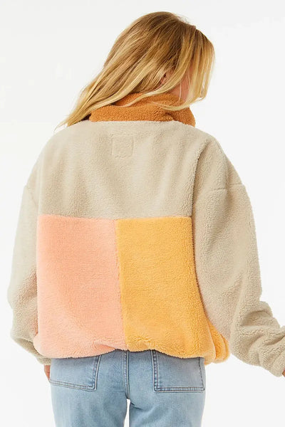 back view of the Rip Curl Womens Polar Fleece Block Party in Peach
