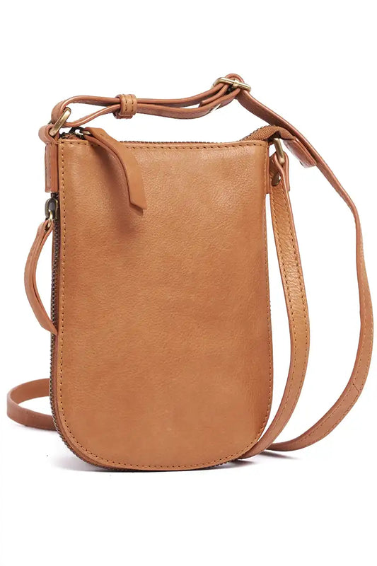 Rugged Hide Danica Leather Phone Bag in Tan side view
