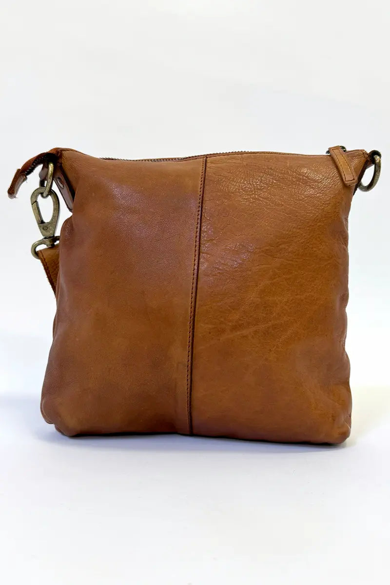 Back view of the Rugged Hide Jackie Cross body bag in Tan