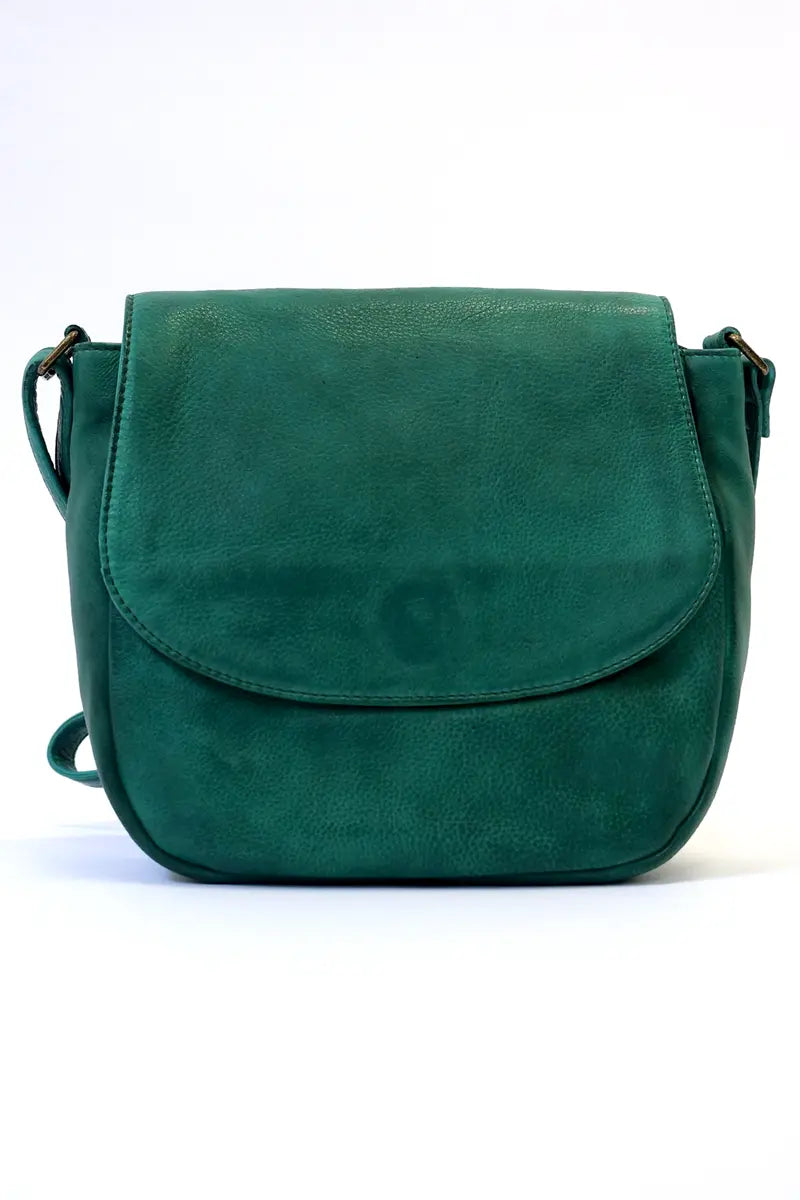 Rugged Hide Jessica Cross Body Bag in Pine Green front