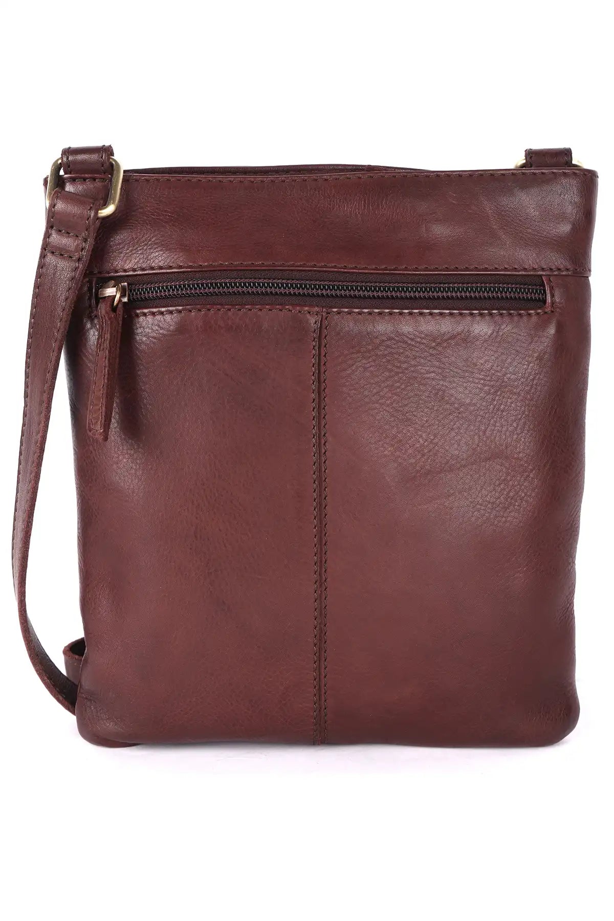 Monaco Leather Crossbody Bag — Brown