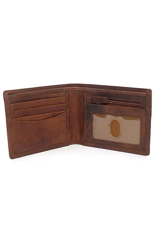Rugged Hide Men's Clive Leather Wallet in Brandy inside view