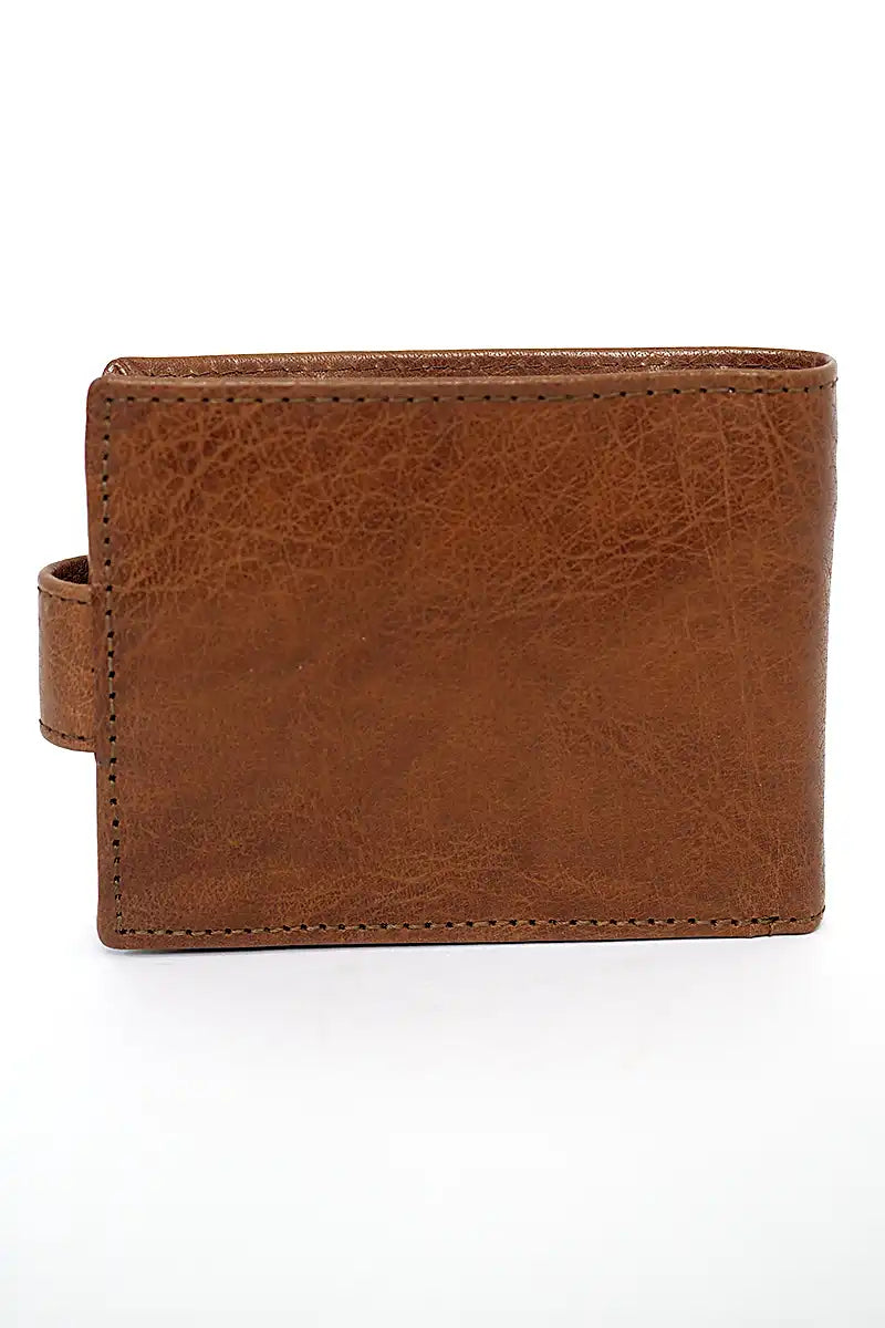Rugged Hide Men's Samuel Leather Wallet in Brown outside back view