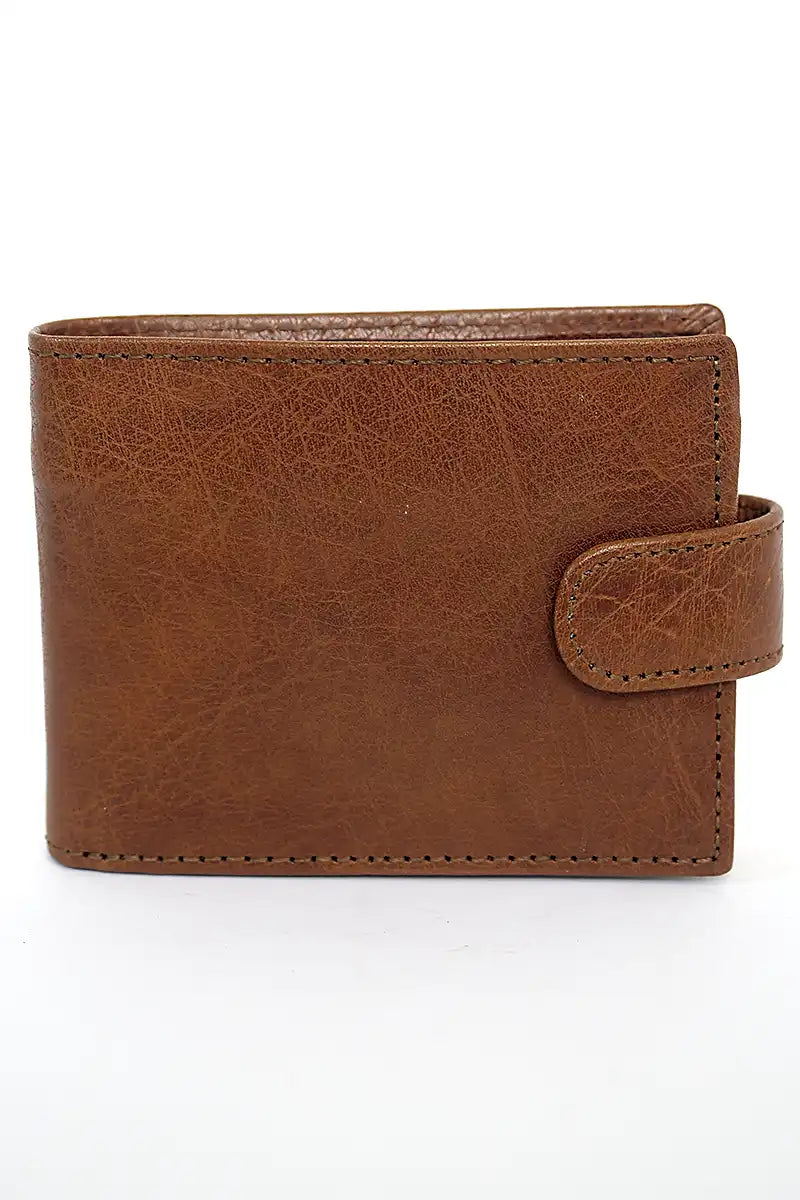 Rugged Hide Men's Samuel Leather Wallet in Brown outside front view