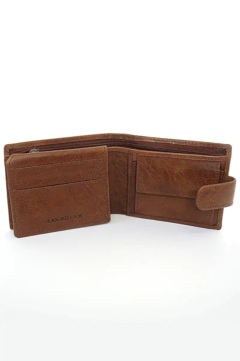Rugged Hide Men's Samuel Leather Wallet in Brown inside view