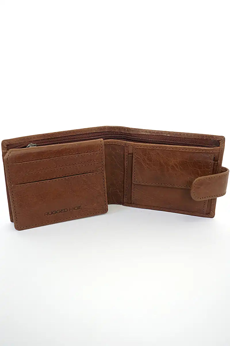 Rugged Hide Men's Samuel Leather Wallet in Brown inside view