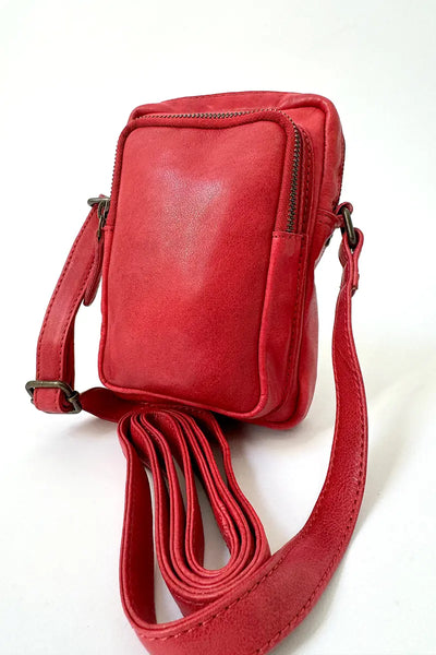 Rugged Hide Leather Bag - Small Sling Hailey Red