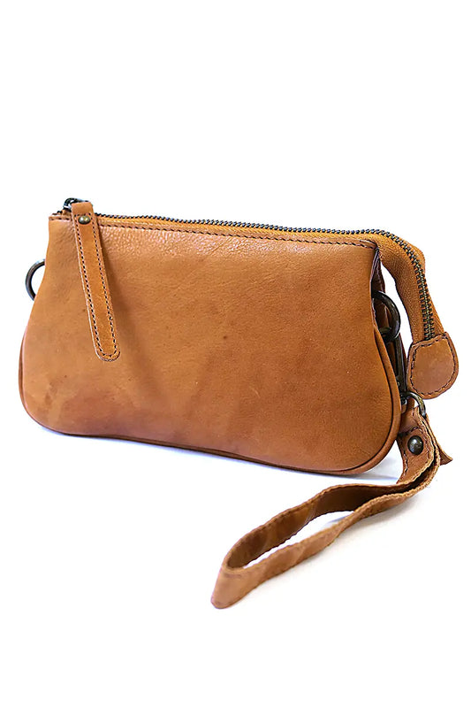 Rugged Hide St Kilda Clutch Wallet in Tan 3/4 view