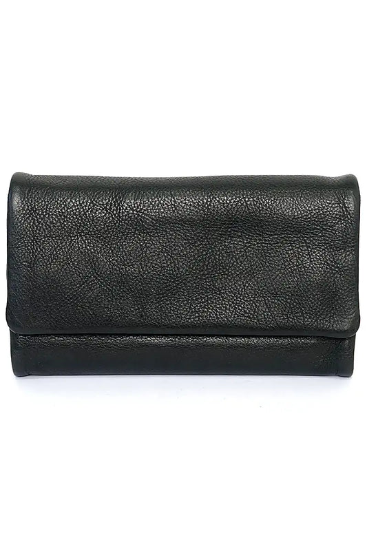 Rugged Hide Women's Erin Leather Wallet in Black front view