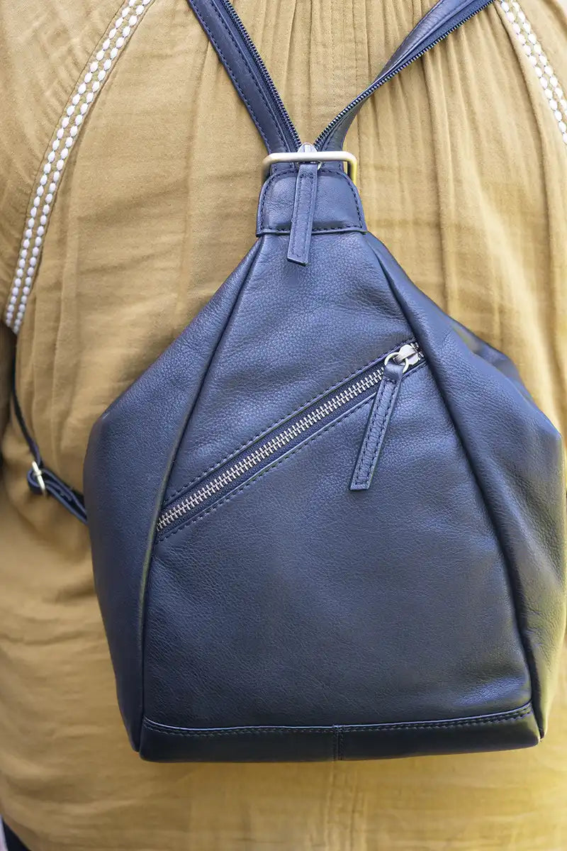 Rugged Hide Leather Bag - Deb Backpack in Black Media 2 of 3