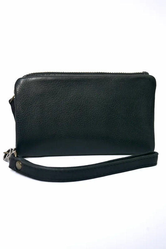 side view of the Rugged Hide Wallet Mandy Midi in black