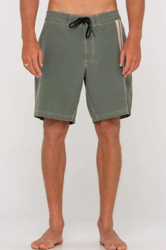 Rusty Mens Burnt Rubber Boardshorts Fitted in Shadow Army Green