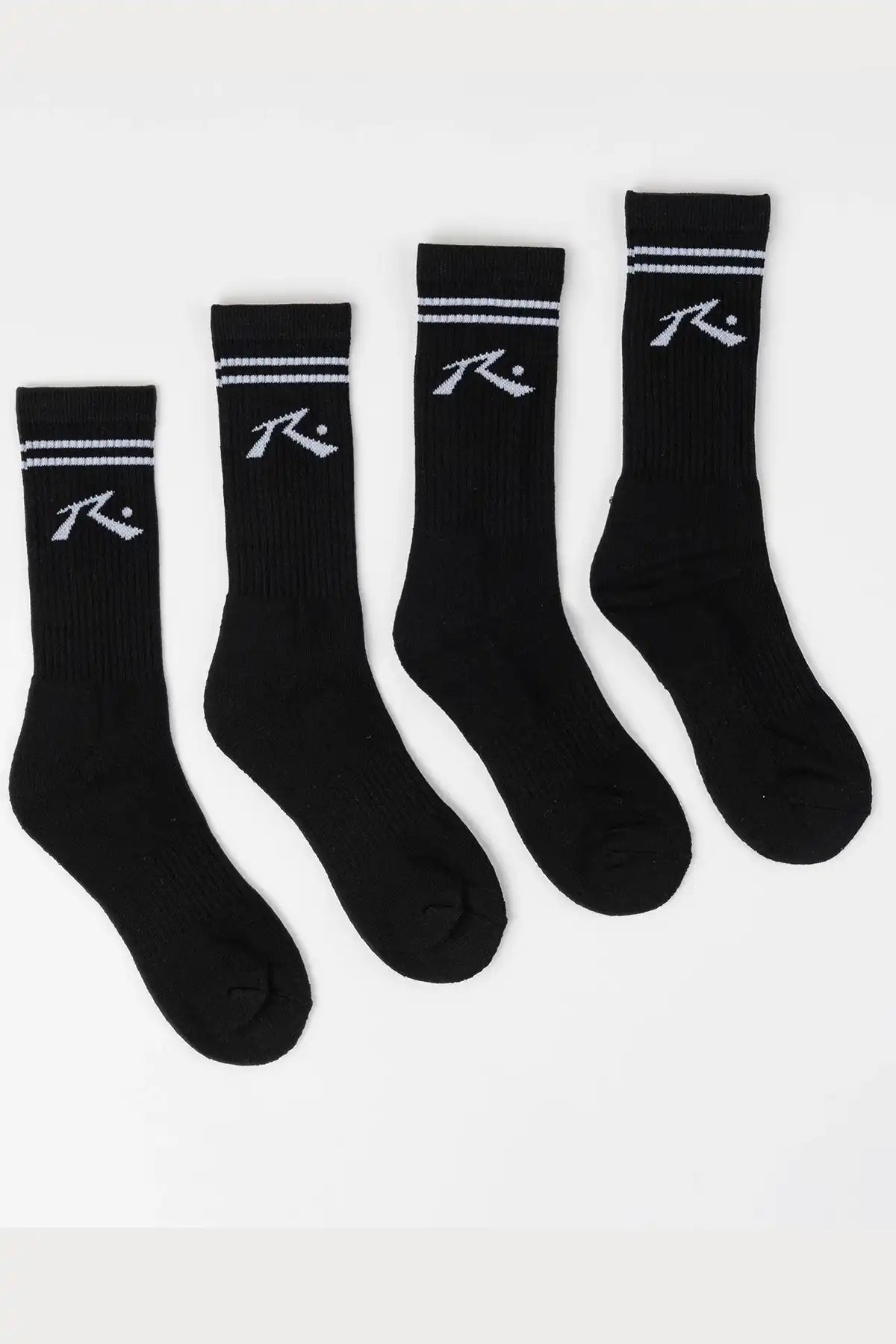 Black Rusty sock pack with white jackquard logo on the side showing 4 sock pack