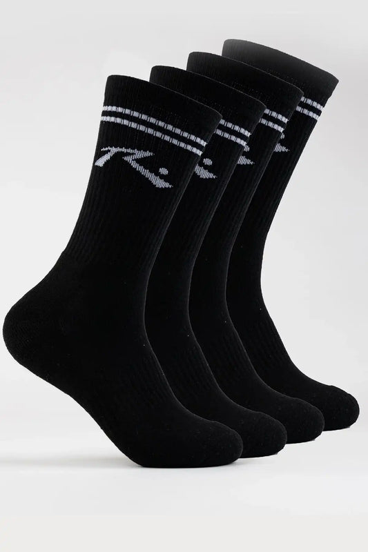 Black Rusty sock pack with white jackquard logo on the side