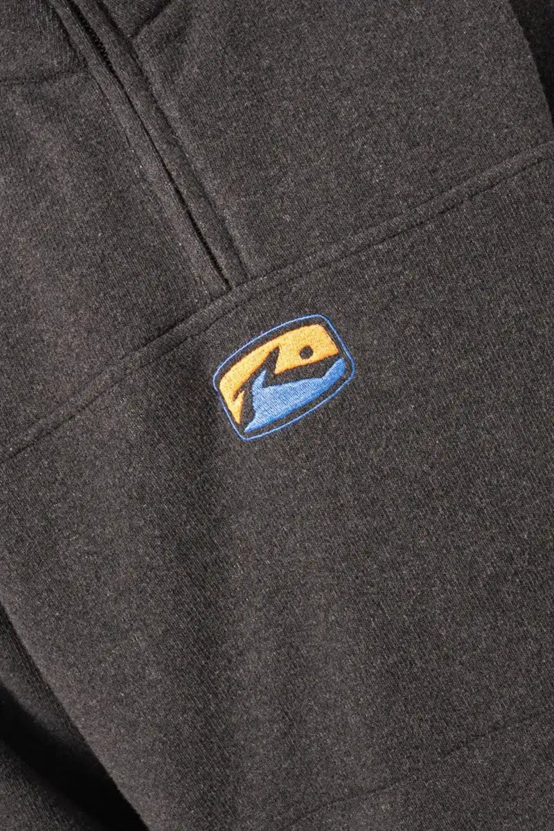 front logo embroidery on the Rusty Women's Zip Through Fleece Low Tides